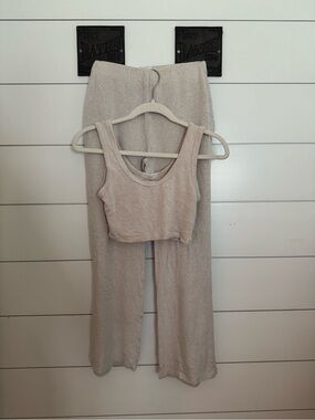 Altar'd State Cream Cozy Tank and Lounge Pants Set